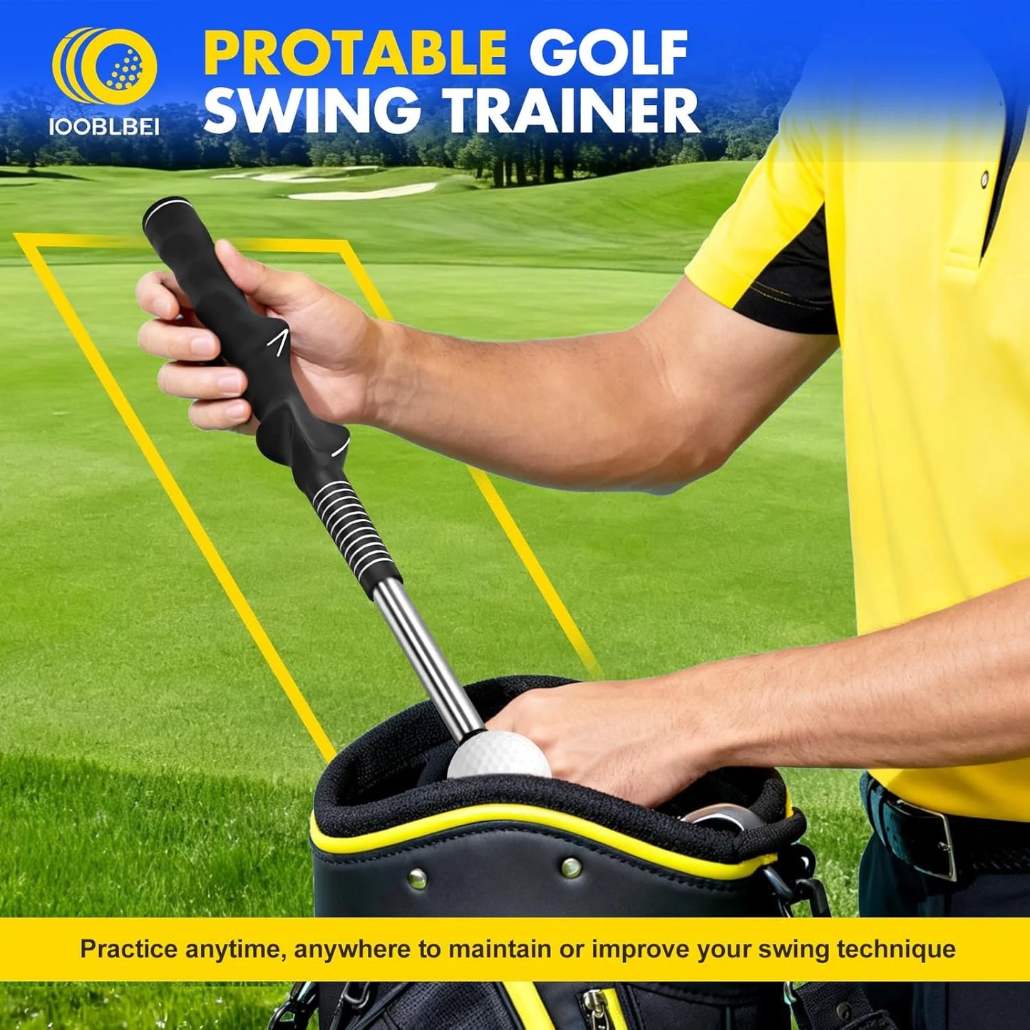 Retractable Golf Swing Trainer with Arm Band