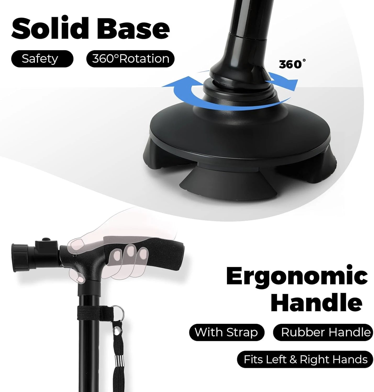 Folding cane with LED light