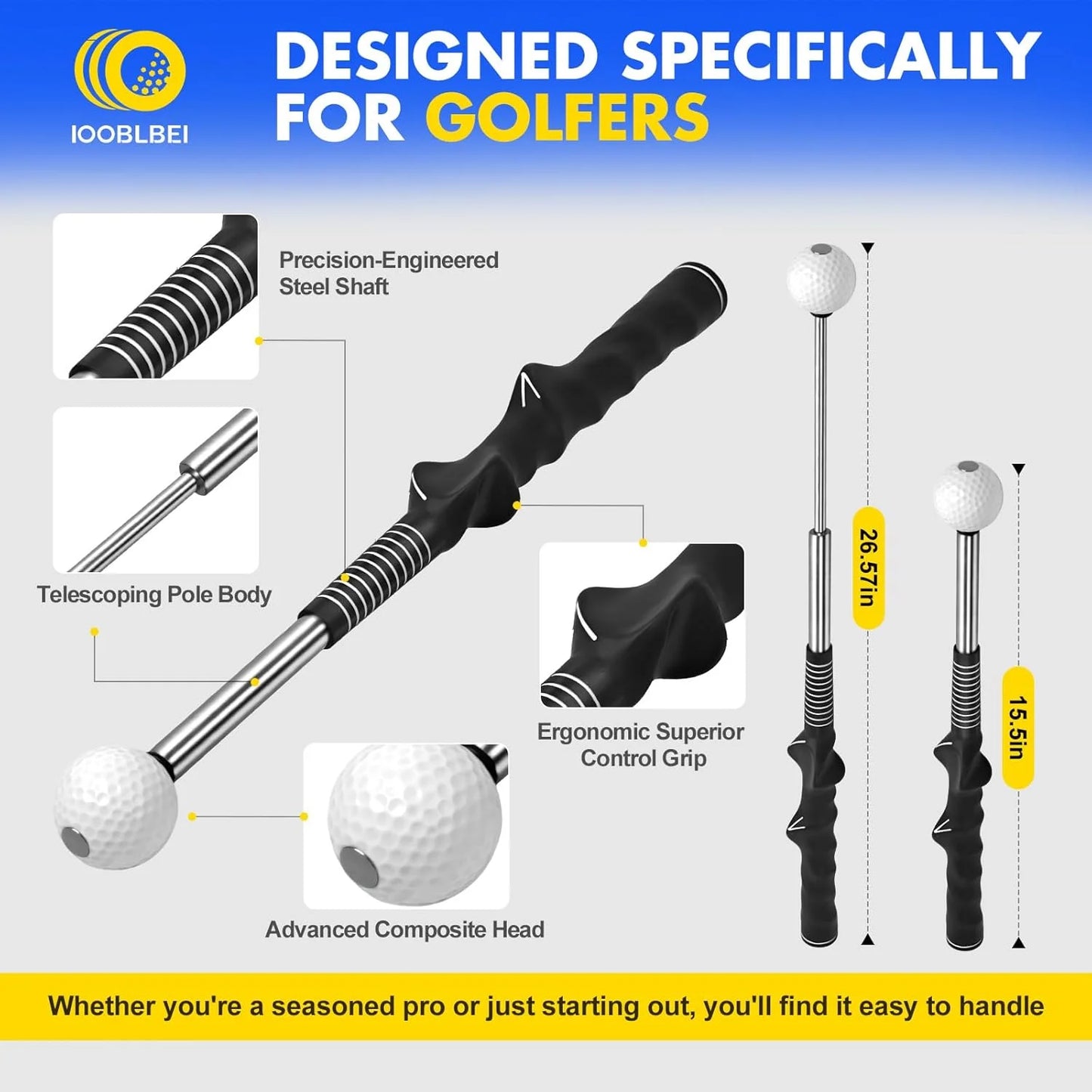Retractable Golf Swing Trainer with Arm Band