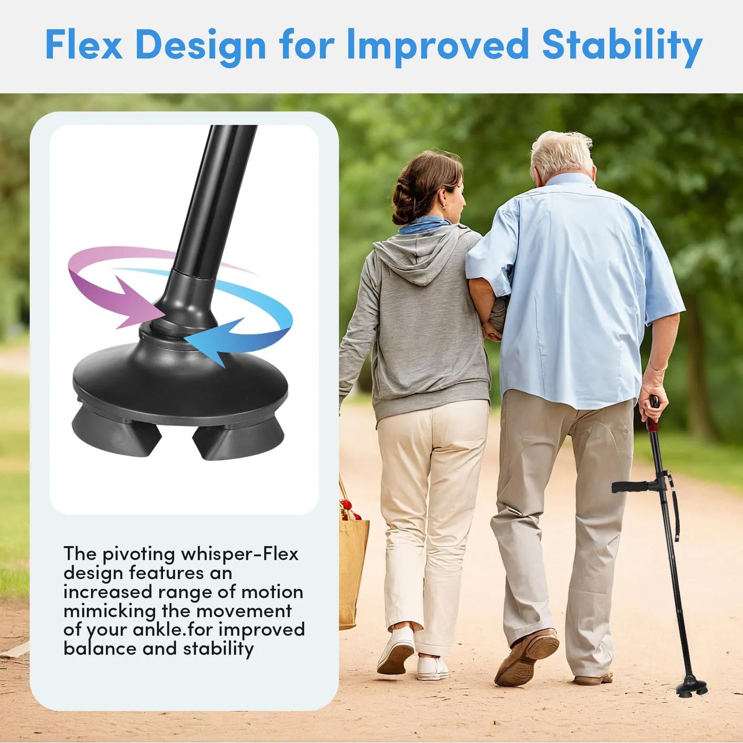 Folding cane with LED light