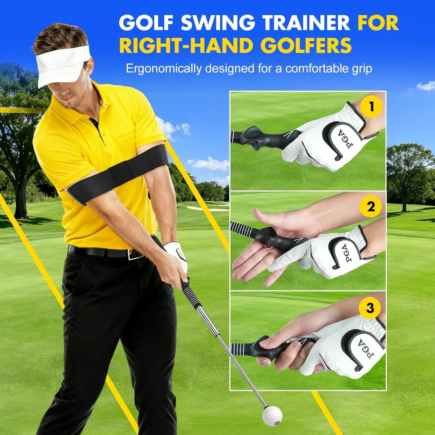 Retractable Golf Swing Trainer with Arm Band