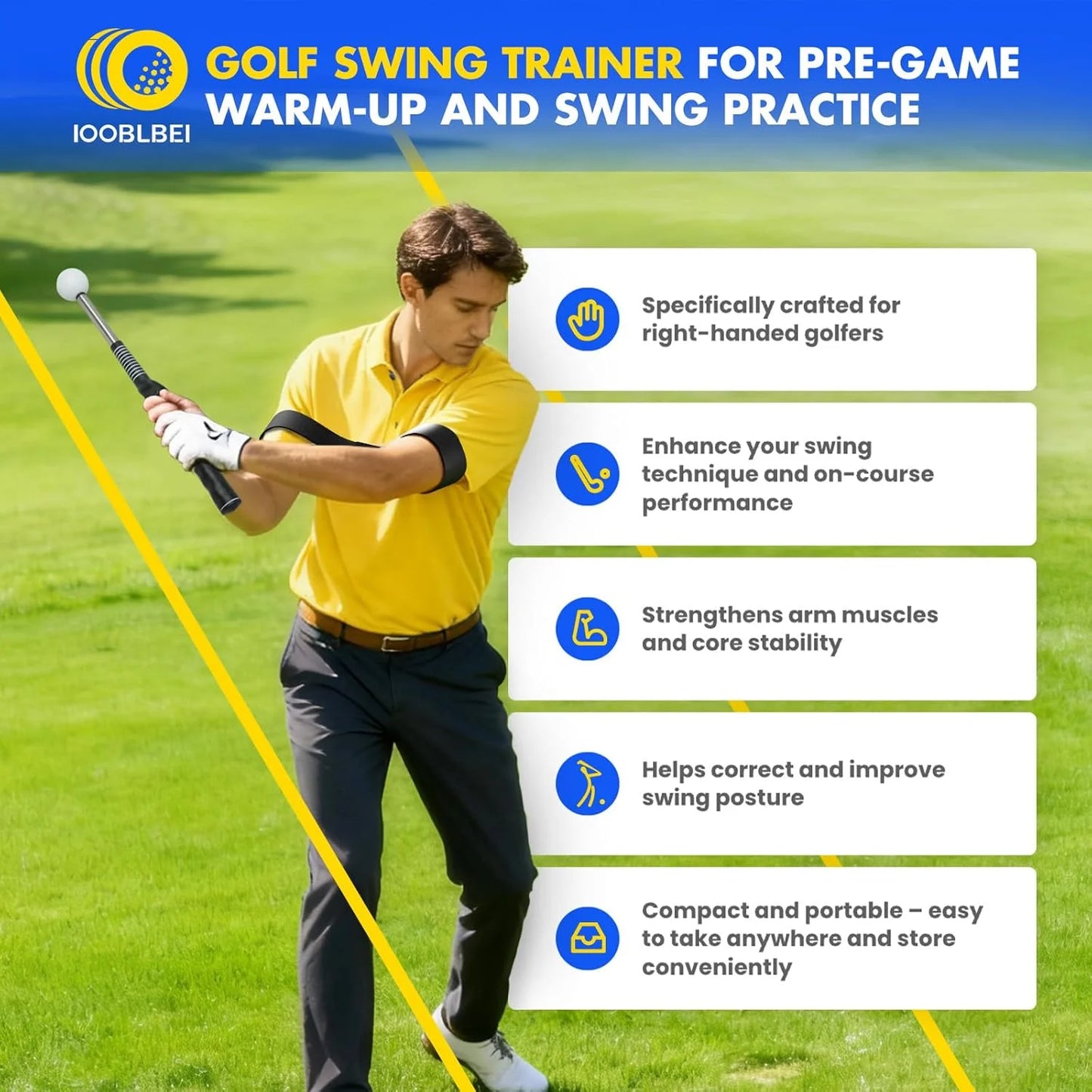 Retractable Golf Swing Trainer with Arm Band